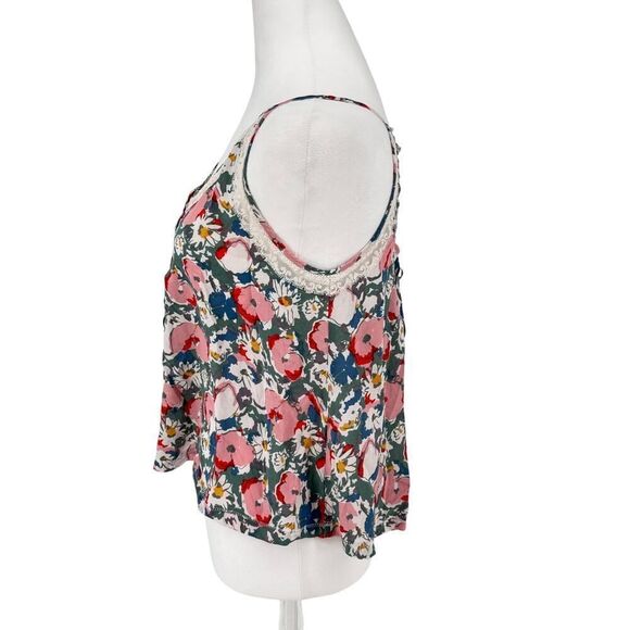 Kimchi Blue Floral Lace Trim Tank Top Size M Boho Cami Spaghetti Strap Tie Back - Picture 3 of 9